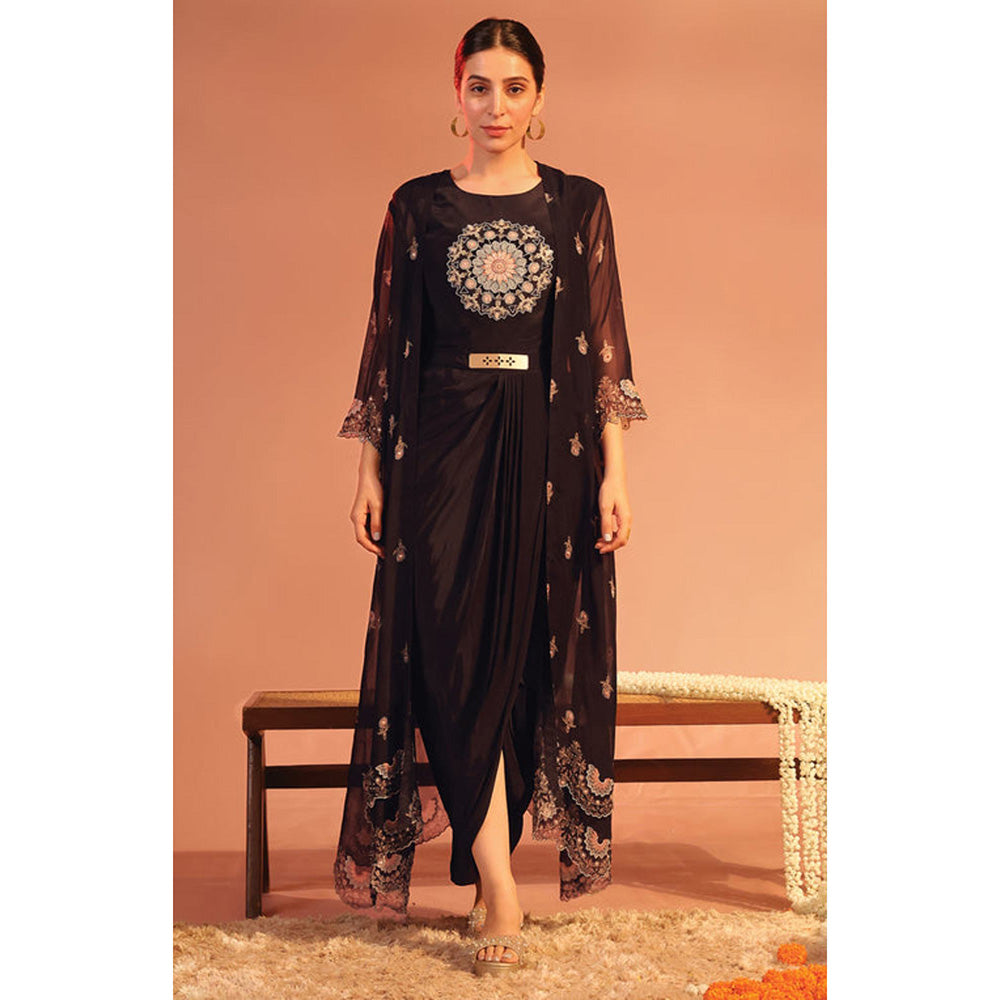 Soup by Sougat Paul Eraya Drape Dress with Cape and Belt