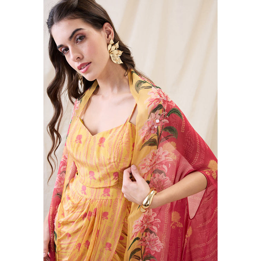 Soup by Sougat Paul Ravya Drape Dress with Cape