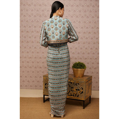 Soup by Sougat Paul Sarouk Printed Drape Dress with Jacket