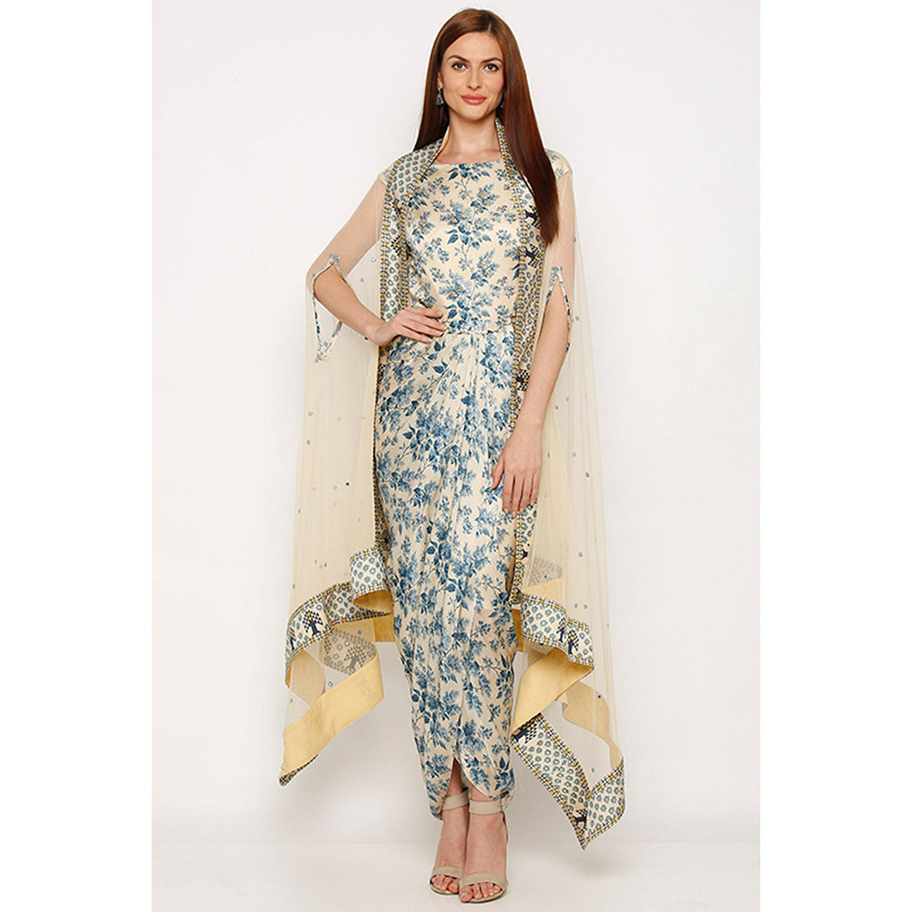 Soup by Sougat Paul Applique Printed Dress with Cape
