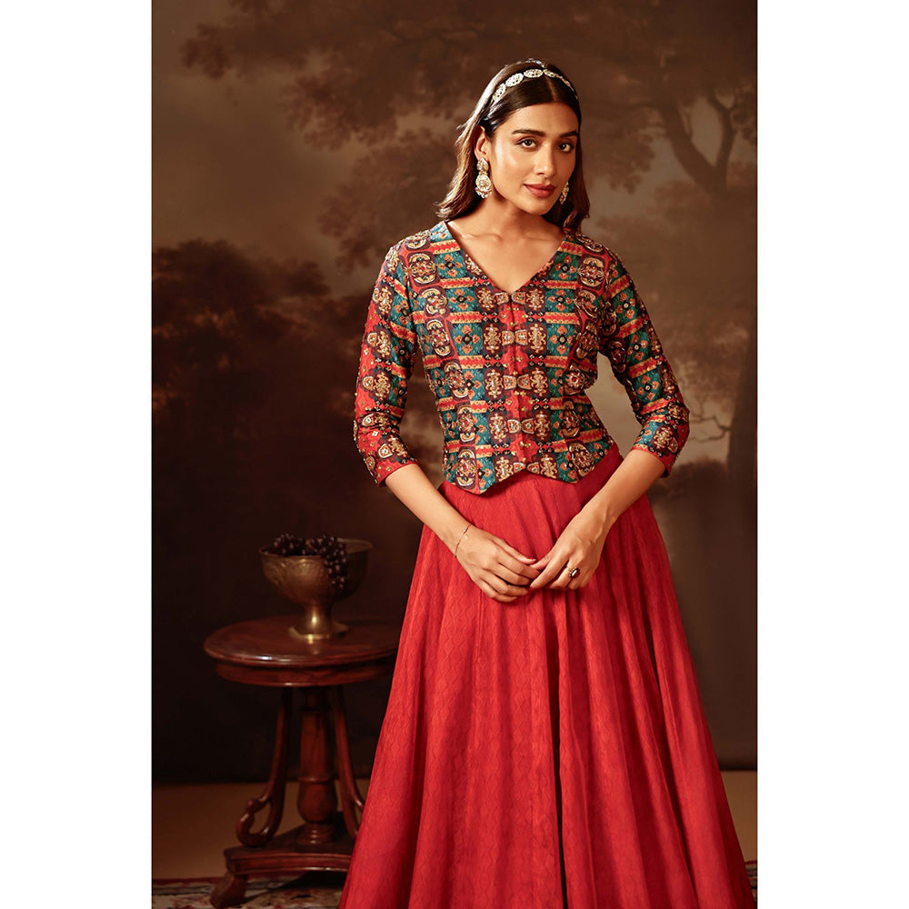 Soup by Sougat Paul Orani Embroidered Top with Skirt