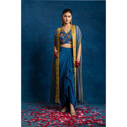 Soup by Sougat Paul Aarani Embellished Drape Skirt Set with Long Cape