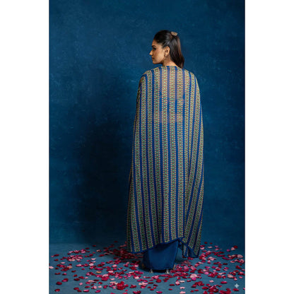 Soup by Sougat Paul Aarani Embellished Drape Skirt Set with Long Cape