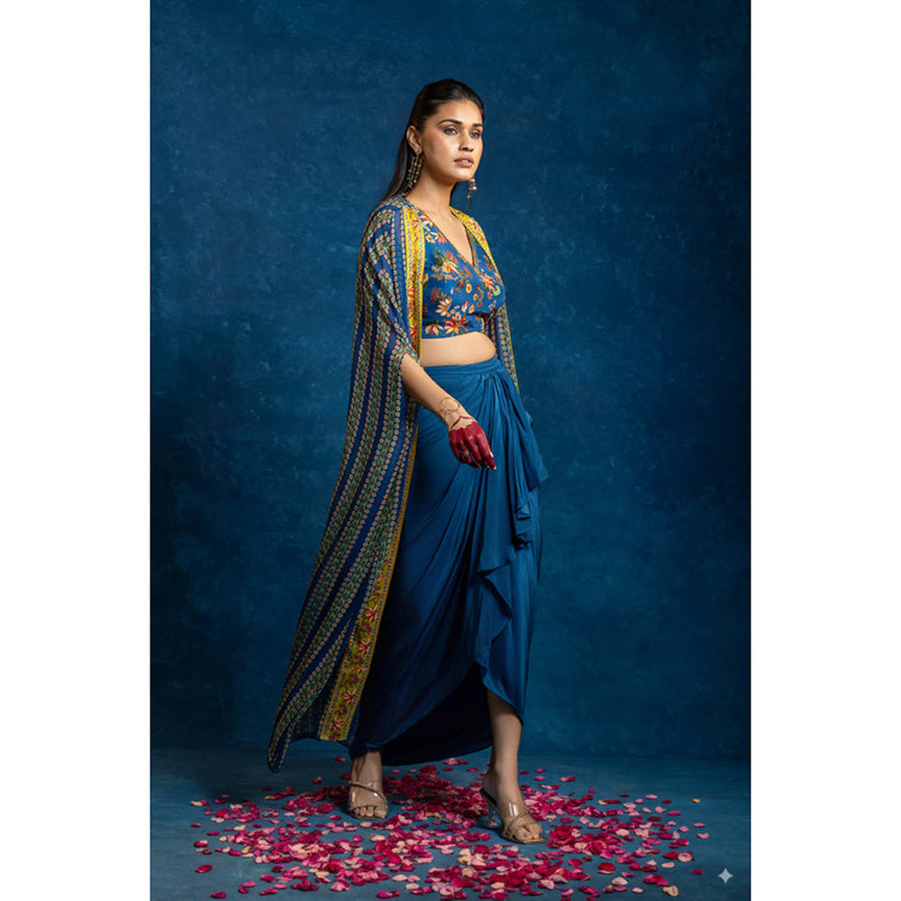 Soup by Sougat Paul Aarani Embellished Drape Skirt Set with Long Cape