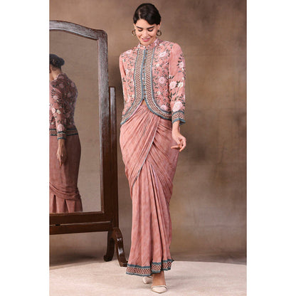 Soup by Sougat Paul Vintage Trails Printed Drape Skirt with Jacket