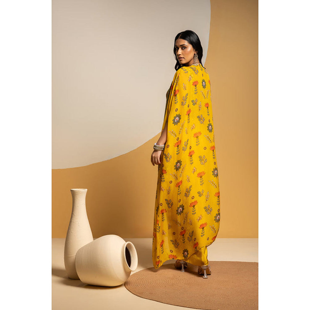 Soup by Sougat Paul Taarani Embellished Top with Skirt and Cape