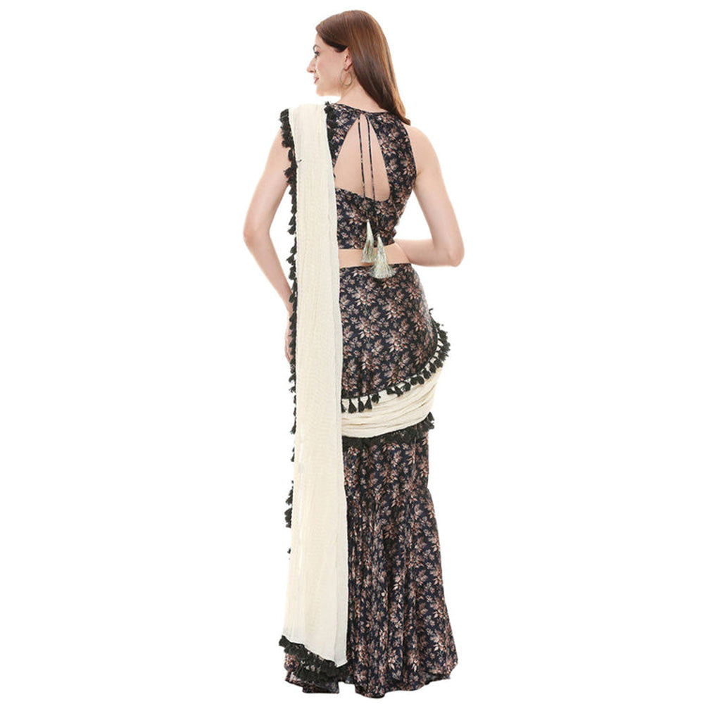 Soup by Sougat Paul Applique Blue Choli with Skirt and Dupatta