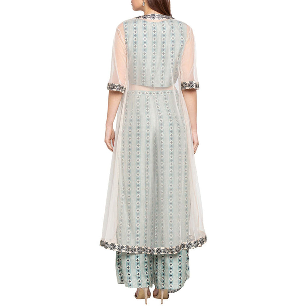 Soup by Sougat Paul Azure Blue Top with Skirt and Cape