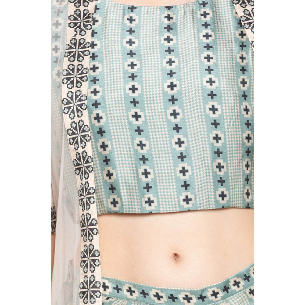 Soup by Sougat Paul Azure Blue Top with Skirt and Cape