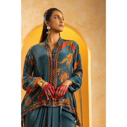 Soup by Sougat Paul Rangtara Blue Shirt with Skirt