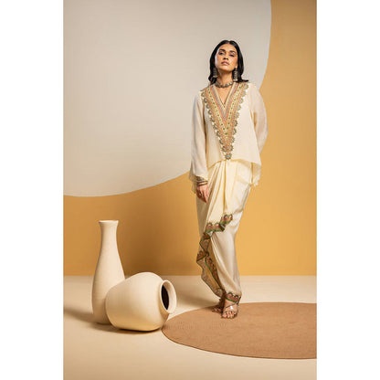 Soup by Sougat Paul Taarani V-Neck Drape Top with Skirt