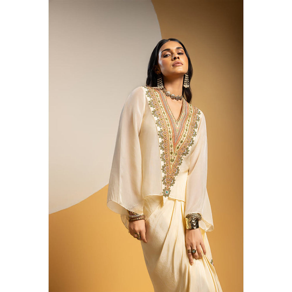 Soup by Sougat Paul Taarani V-Neck Drape Top with Skirt