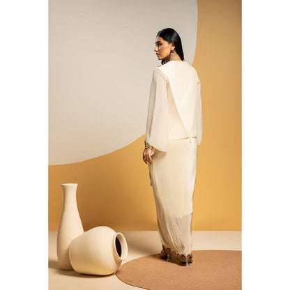 Soup by Sougat Paul Taarani V-Neck Drape Top with Skirt