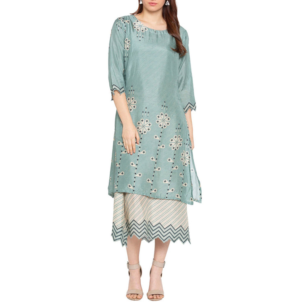 Soup by Sougat Paul Azure Printed Kurta with Skirt
