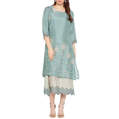 Soup by Sougat Paul Azure Printed Kurta with Skirt