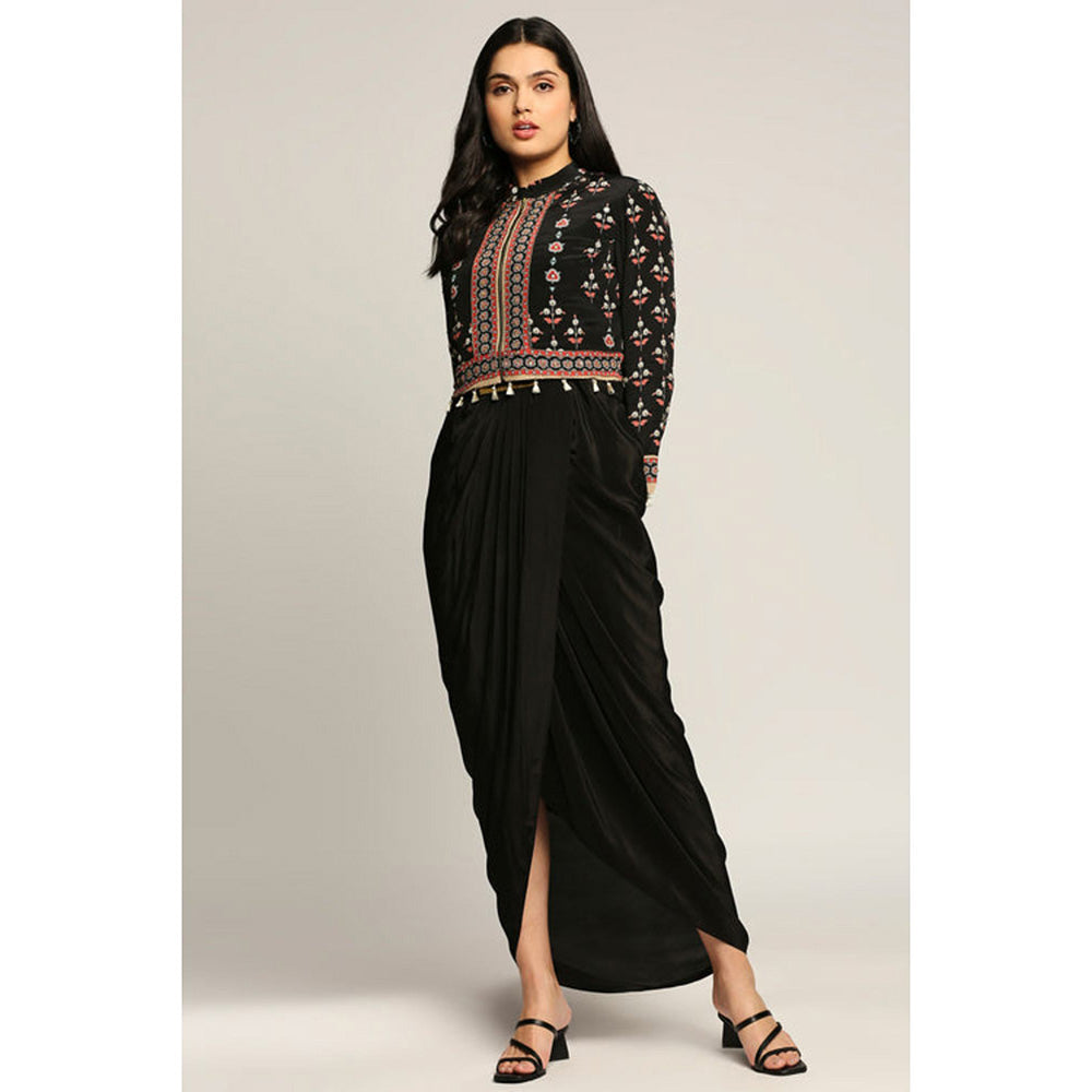 Soup by Sougat Paul Ethnic Folklore Printed Top with Drape Skirt