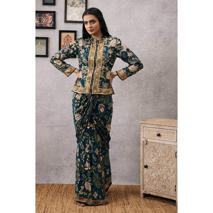 Soup by Sougat Paul Mehr Embroidered Jacket with Drape Skirt