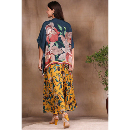 Soup by Sougat Paul Multi-Color Round Neck Floral Top with Palazzo and Jacket