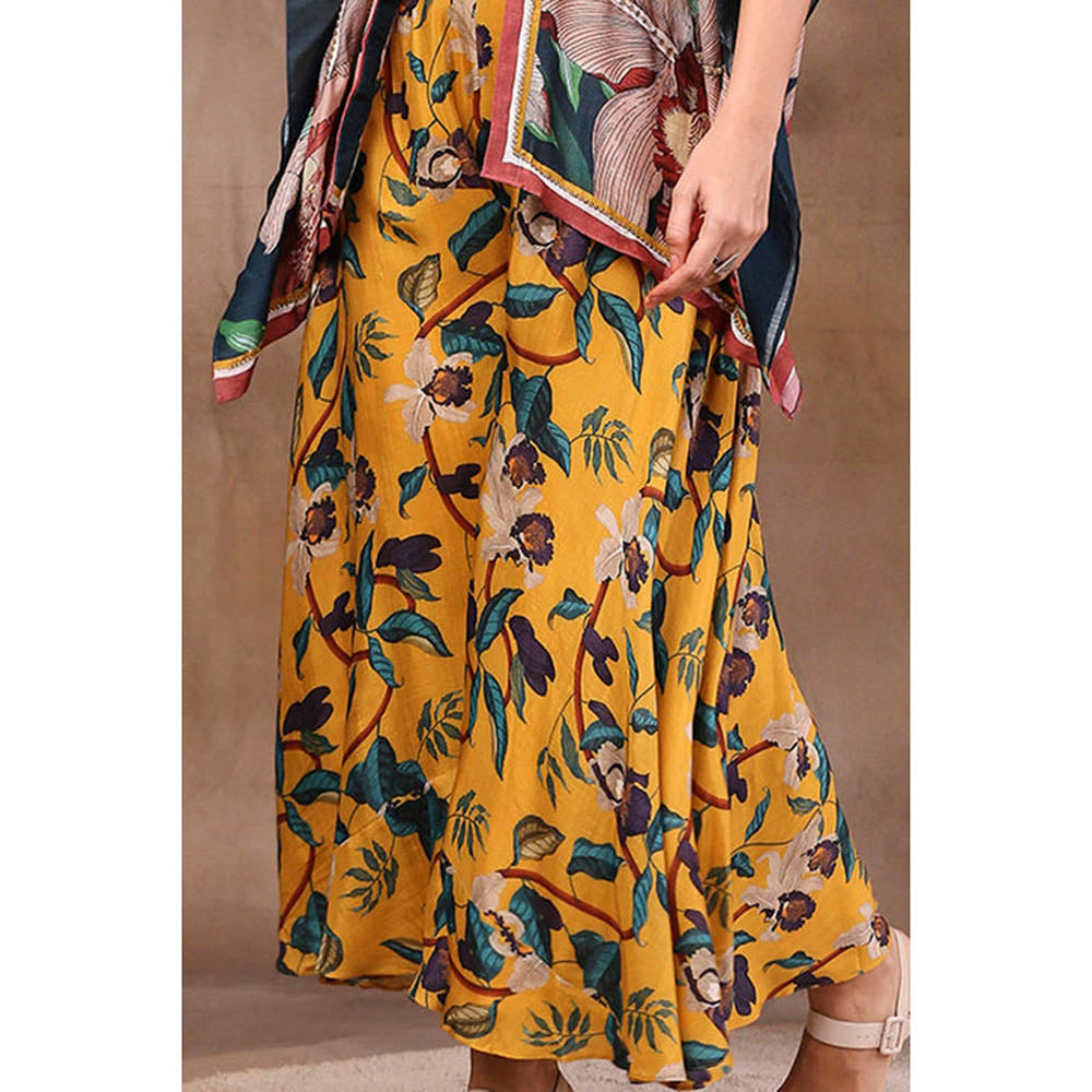 Soup by Sougat Paul Multi-Color Round Neck Floral Top with Palazzo and Jacket