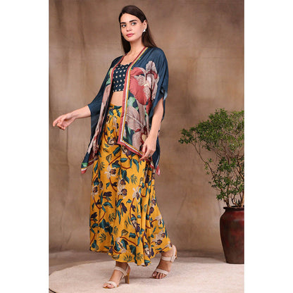 Soup by Sougat Paul Multi-Color Round Neck Floral Top with Palazzo and Jacket