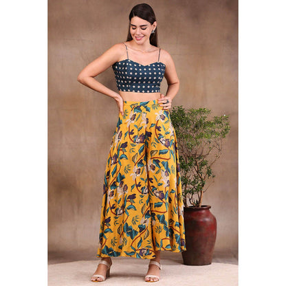 Soup by Sougat Paul Multi-Color Round Neck Floral Top with Palazzo and Jacket