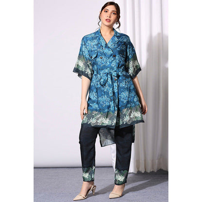 Soup by Sougat Paul Multi-Color Notched Lapel Floral Half Sleeves Top with Pant Co-Ord