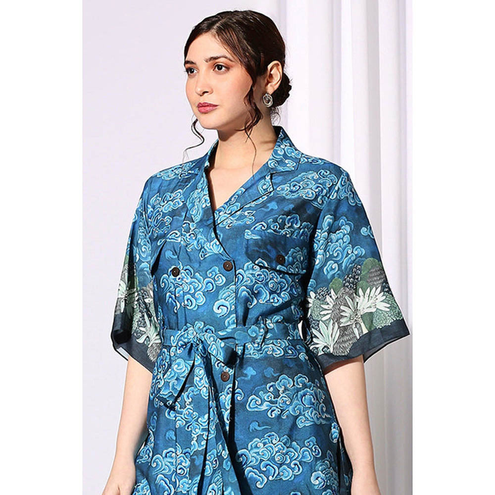 Soup by Sougat Paul Multi-Color Notched Lapel Floral Half Sleeves Top with Pant Co-Ord