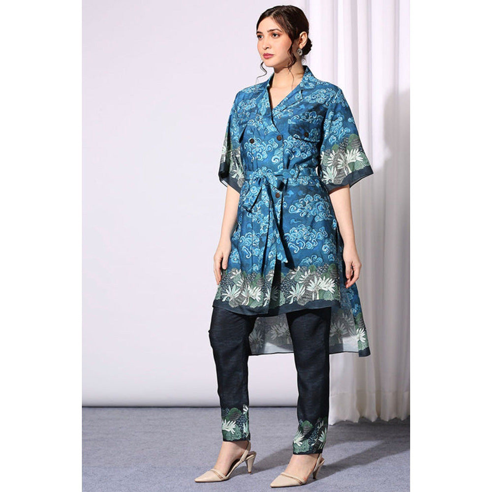 Soup by Sougat Paul Multi-Color Notched Lapel Floral Half Sleeves Top with Pant Co-Ord