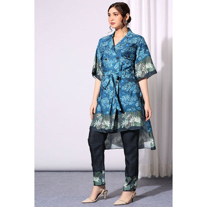 Soup by Sougat Paul Multi-Color Notched Lapel Floral Half Sleeves Top with Pant Co-Ord