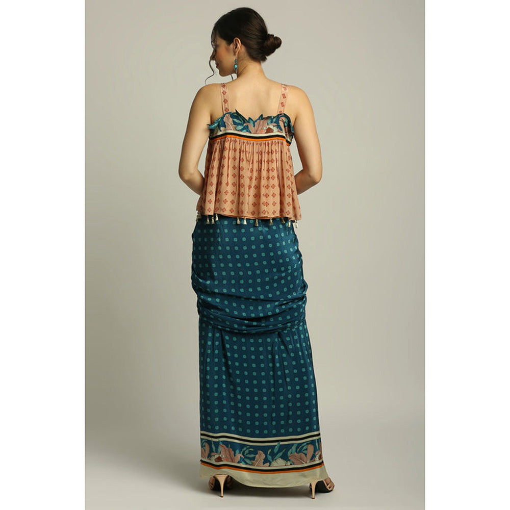 Soup by Sougat Paul Multi-Color Round Neck Floral Top with Skirt and Jacket