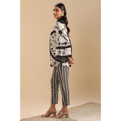 Soup by Sougat Paul Black Mandarin Neck Printed Flared Sleeves Top with Pant Co-Ord
