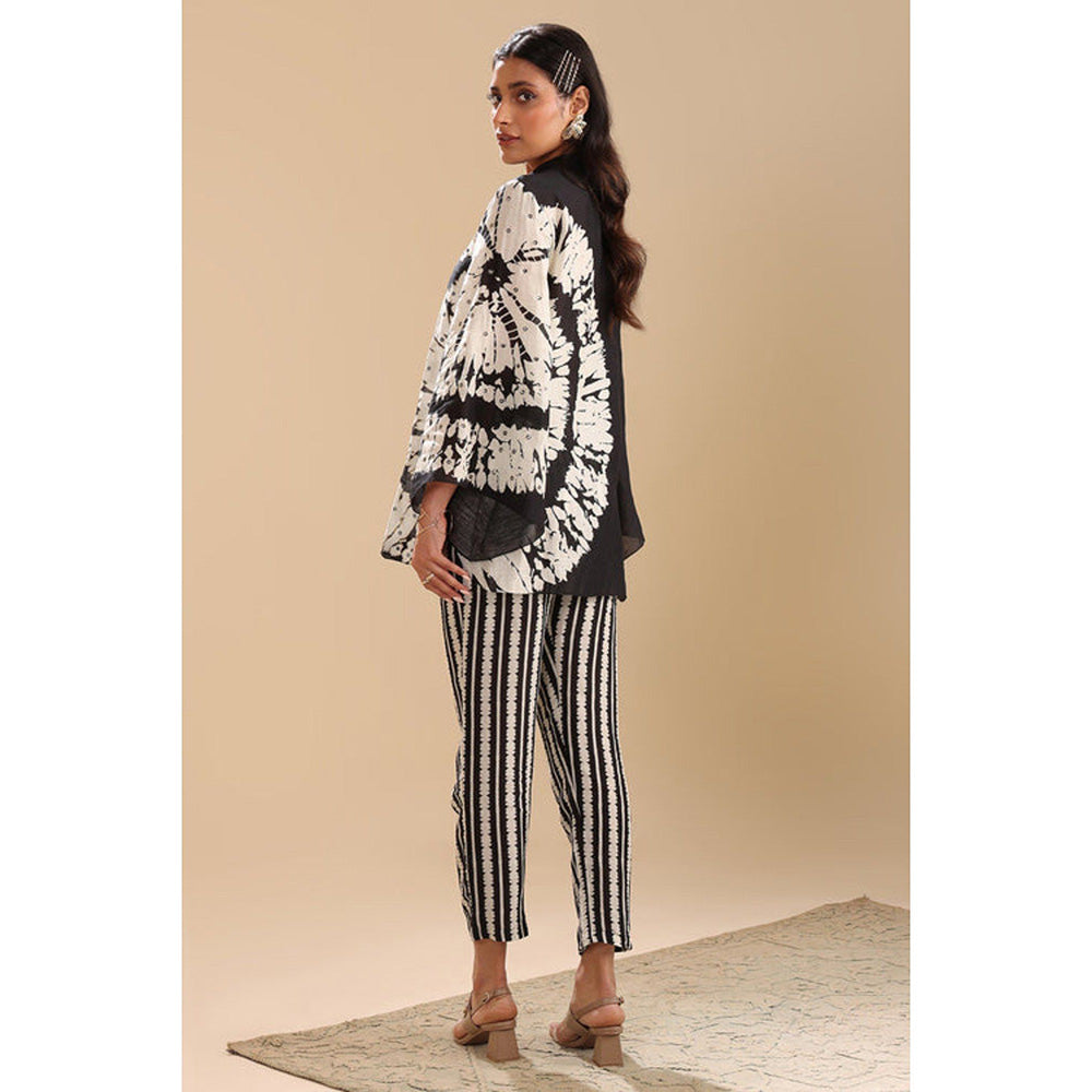 Soup by Sougat Paul Black Mandarin Neck Printed Flared Sleeves Top with Pant Co-Ord