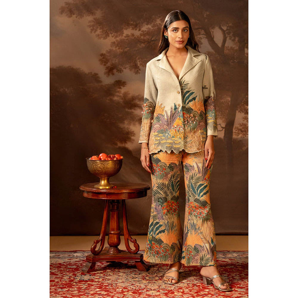 Soup by Sougat Paul Kaira Embroidered Green Blazer with Pant Co-Ord