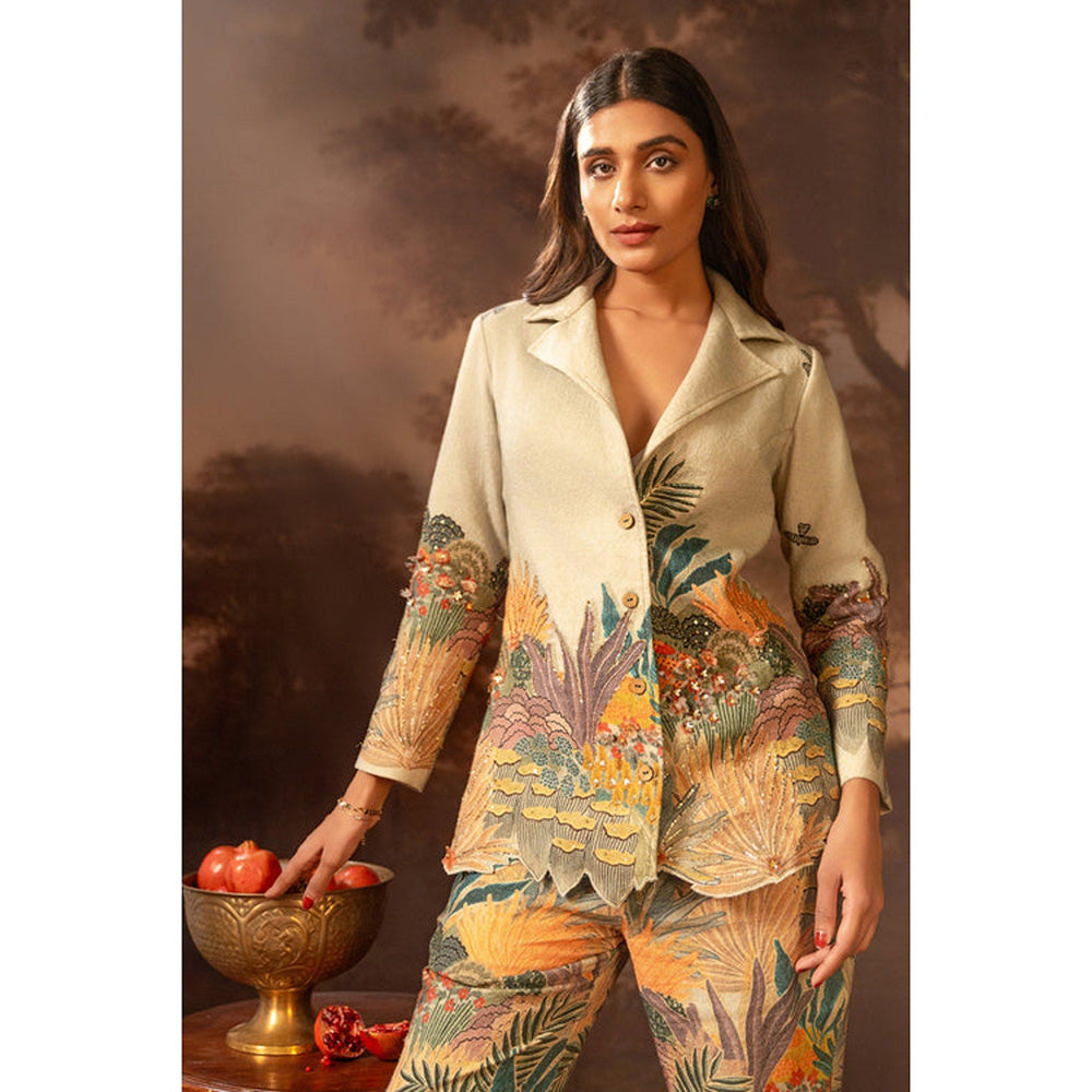 Soup by Sougat Paul Kaira Embroidered Green Blazer with Pant Co-Ord