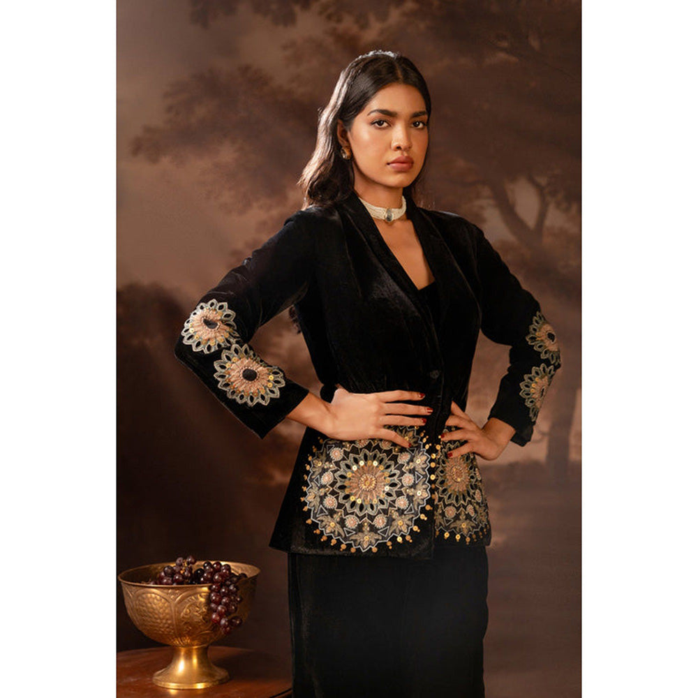 Soup by Sougat Paul Eraya Embroidered Black Blazer with Pant Co-Ord
