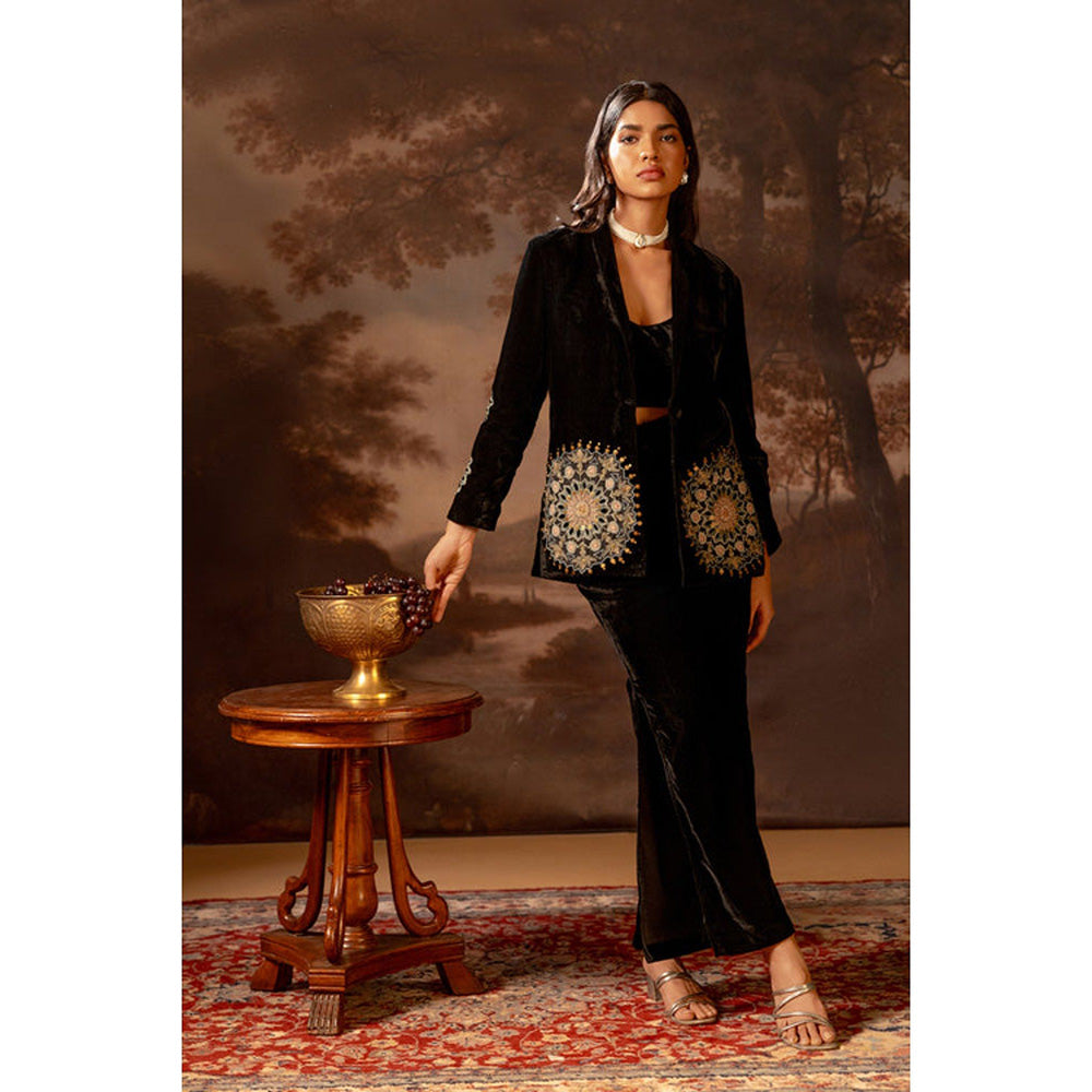 Soup by Sougat Paul Eraya Embroidered Black Blazer with Pant Co-Ord