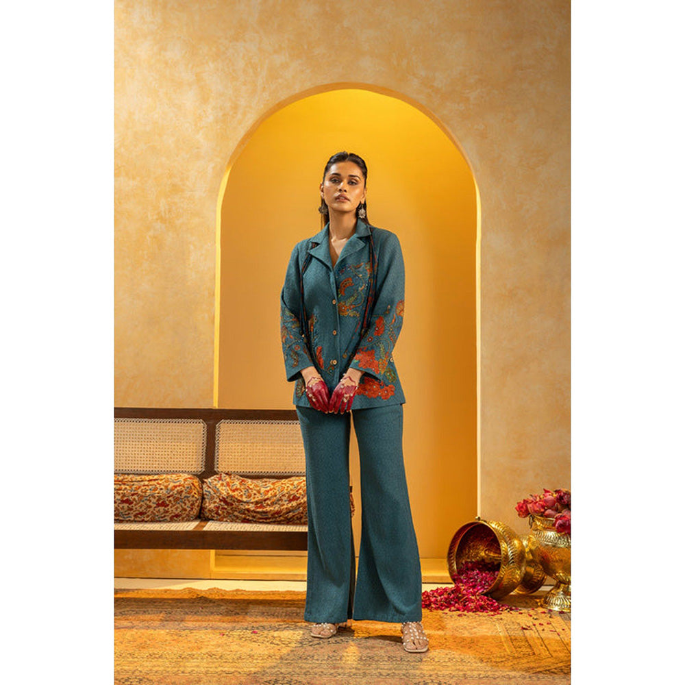 Soup by Sougat Paul Rangtara Appliqued Blazer with Pant Co-Ord