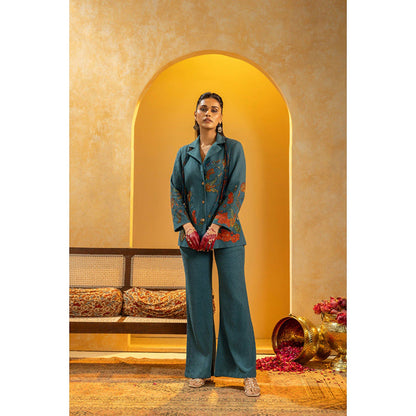 Soup by Sougat Paul Rangtara Appliqued Blazer with Pant Co-Ord