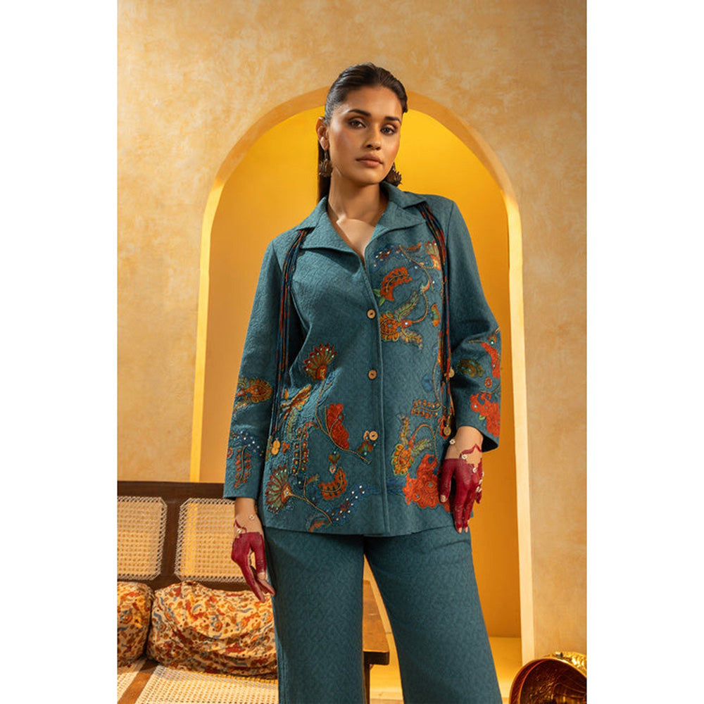 Soup by Sougat Paul Rangtara Appliqued Blazer with Pant Co-Ord