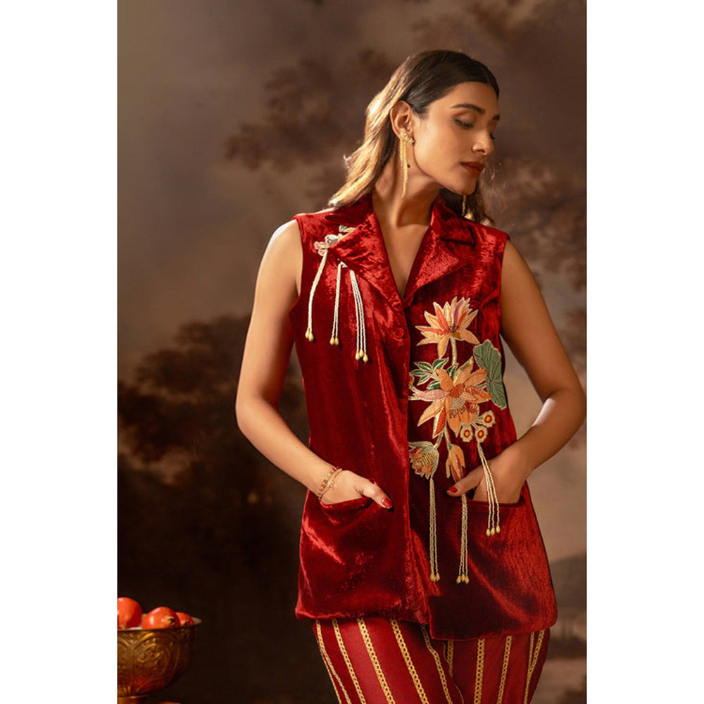 Soup by Sougat Paul Aarani Embroidered Red Co-Ord