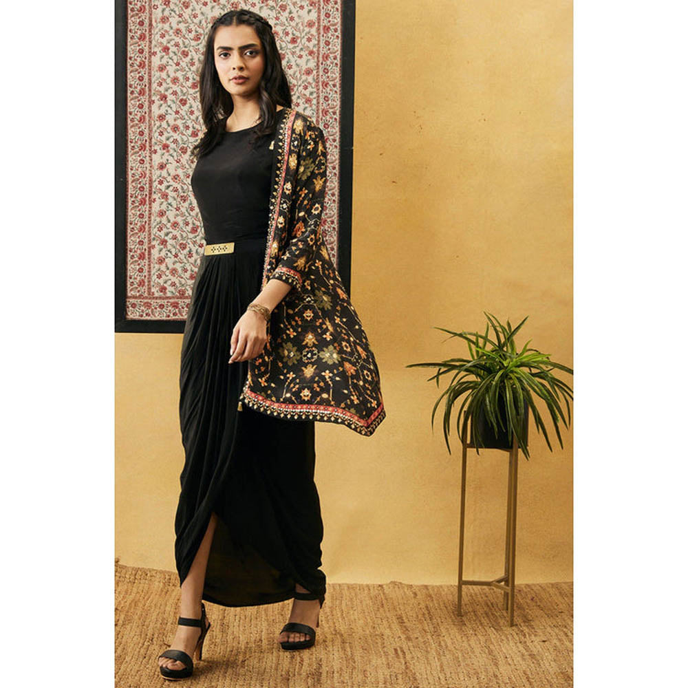 Soup by Sougat Paul Zahra Solid Drape Dress with Jacket