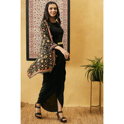 Soup by Sougat Paul Zahra Solid Drape Dress with Jacket