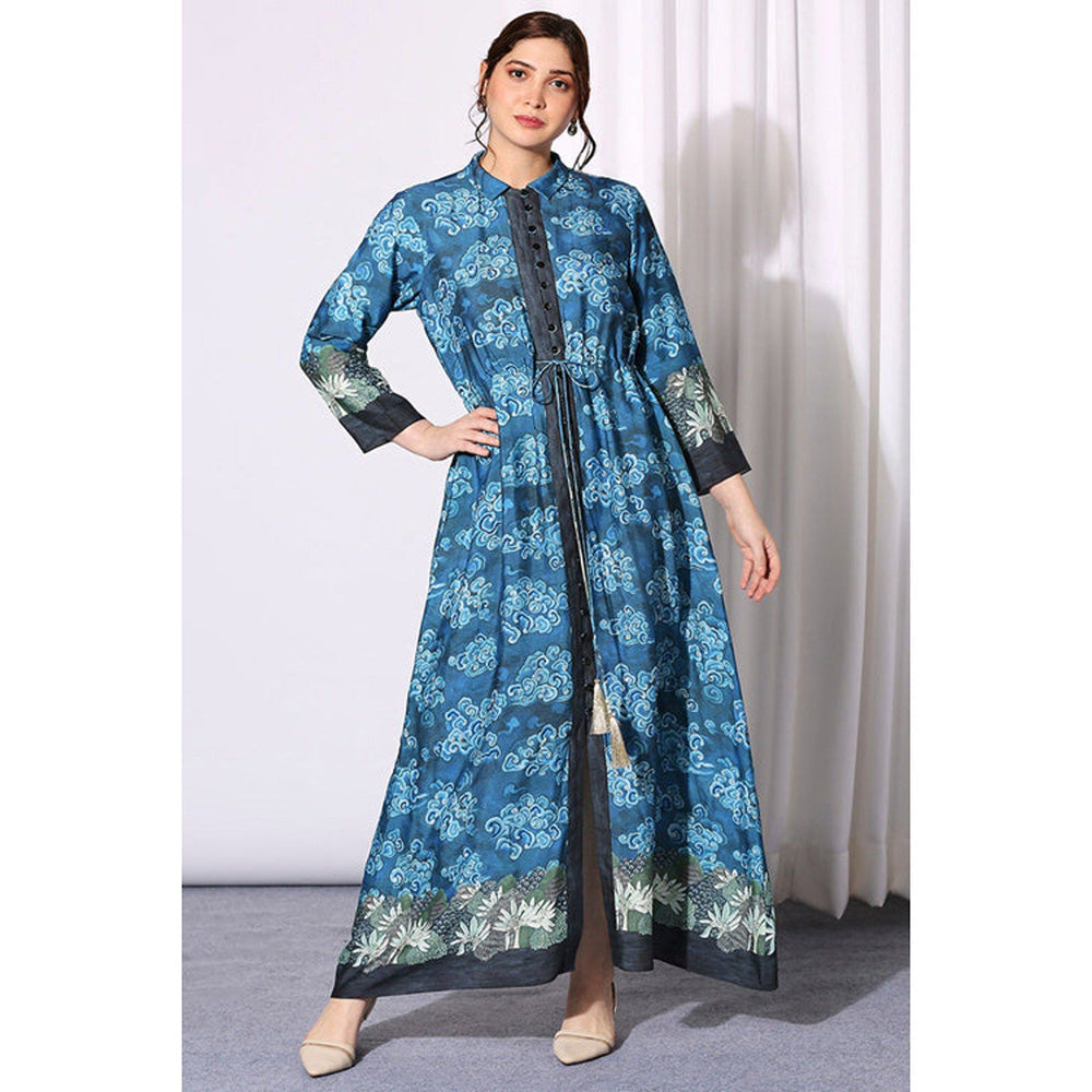 Soup by Sougat Paul Conversational Printed Dress with Front Opening and Waist Tie Ups