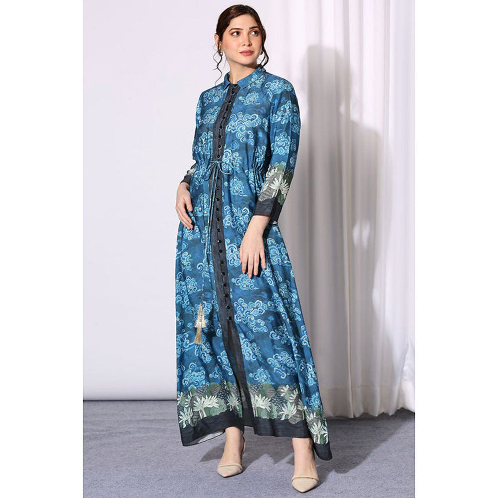 Soup by Sougat Paul Conversational Printed Dress with Front Opening and Waist Tie Ups