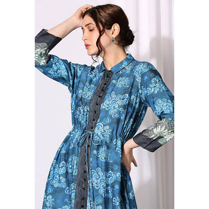 Soup by Sougat Paul Conversational Printed Dress with Front Opening and Waist Tie Ups