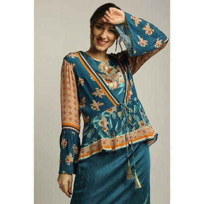 Soup by Sougat Paul Orchid Bloom Printed Dress with Peplum Jacket