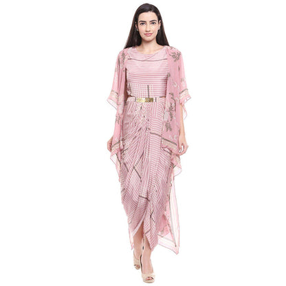Soup by Sougat Paul Winddance Printed Drape Dress with Cape