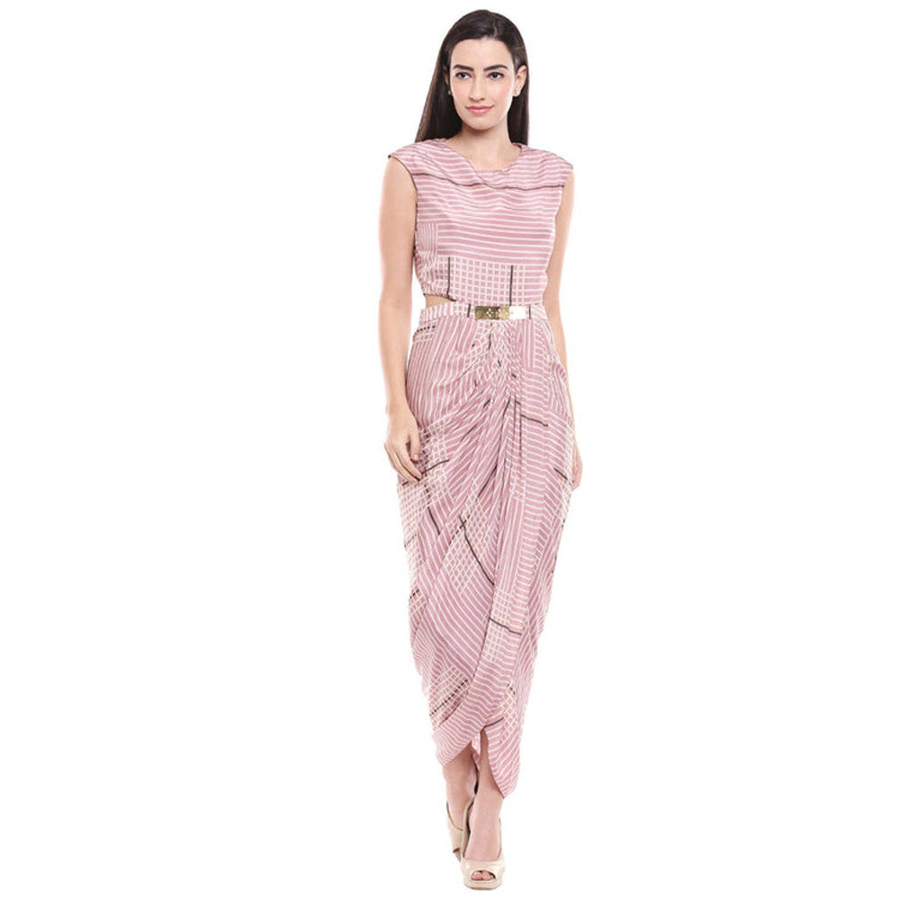 Soup by Sougat Paul Winddance Printed Drape Dress with Cape