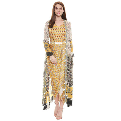 Soup by Sougat Paul Applique Printed Dress with Jacket
