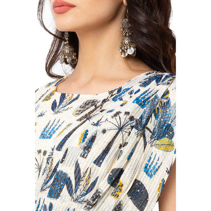 Soup by Sougat Paul Off White Tree Printed Drape Dress with Belt